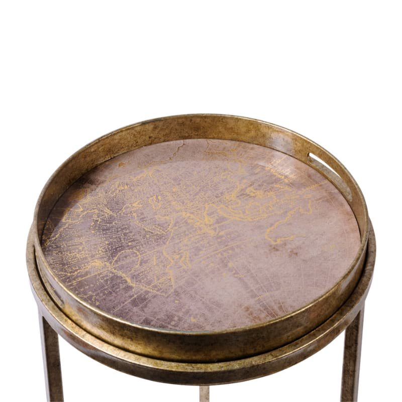Libra Vienna Antique Gold Atlas Set Of 2 Side Tables | The Elms