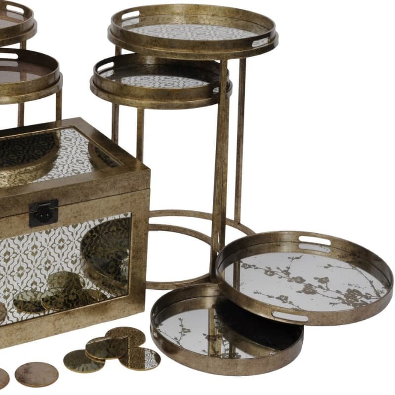 Libra Vienna Antique Gold Atlas Set Of 2 Side Tables | The Elms