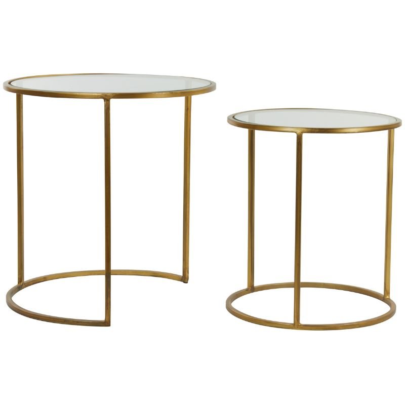Duarte Gold Glass Side Tables - 50cm x 52cm | Living Room | Coffee Tables & Side Tables | The Elms