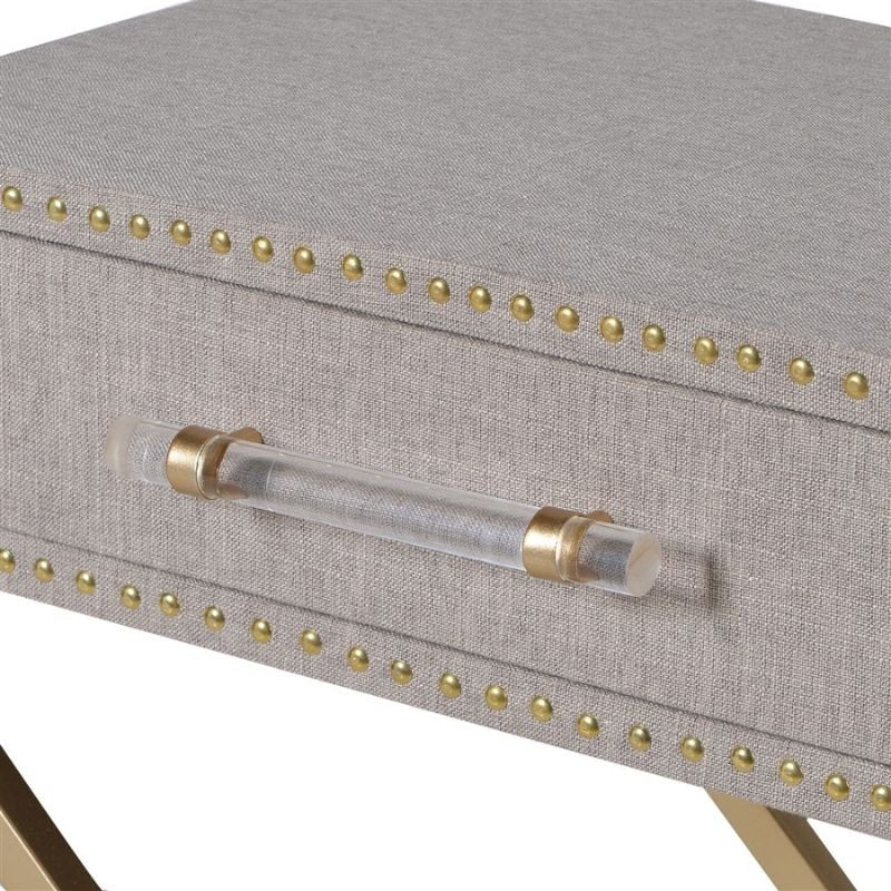 Cross Leg Linen 1 Drawer Bedside Table - 54cm x 66cm | Bedroom | Bedside Tables & Dressers | The Elms