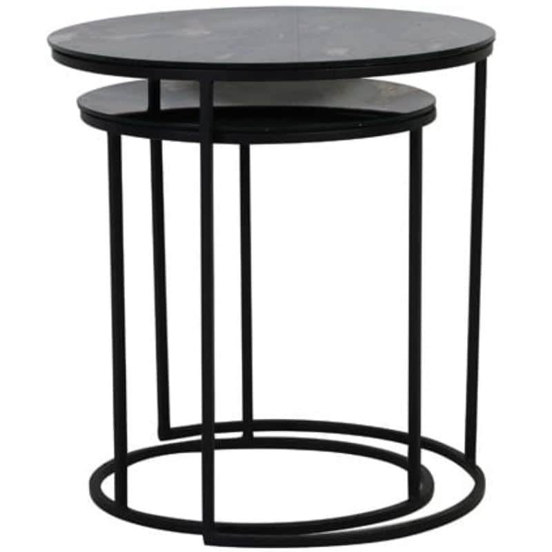 Glass and Black Tabun Side Tables - Set of 2 | Living Room | Side tables | The Elms