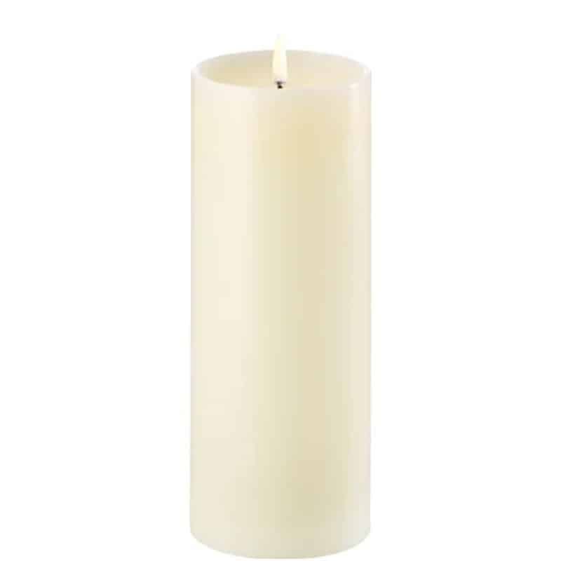 Uyuni LED Pillar Candle with Shoulder - Smooth Ivory - 7.8cm x 20.3cm | Fragrances | Candles & Diffusers | The Elms