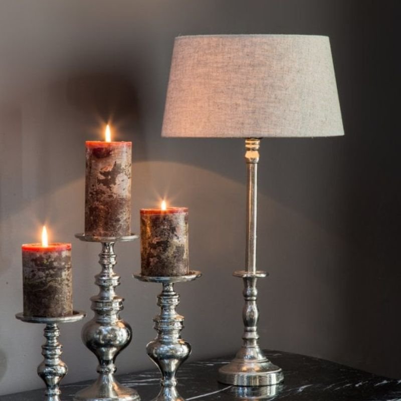 Babar Lamp Base - Raw Nickel - 11x45 | Lighting & Lamps | Lamp Bases | The Elms