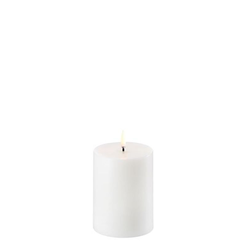 LED Pillar Candle with Shoulder - Nordic White - 7.8cm x 10cm | Fragrances | Candles & Diffusers | The Elms