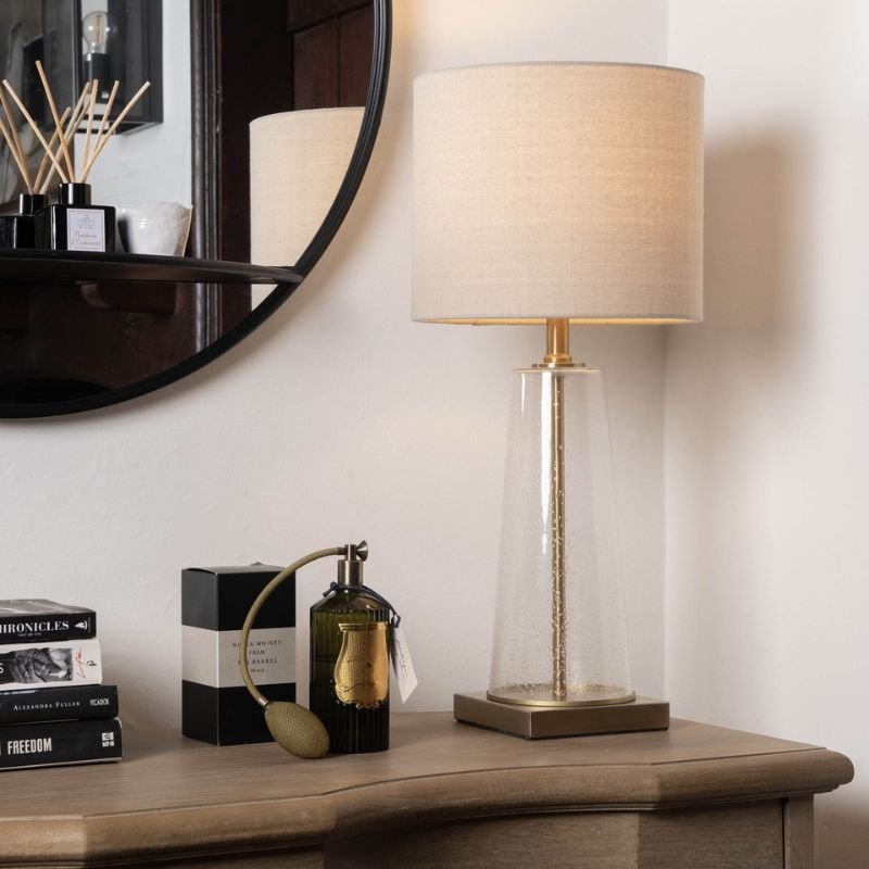 Derby Bubbled Tapered Glass Table Lamp With Shade - 66cm | Lamps | Table & Desk Lamps | The Elms
