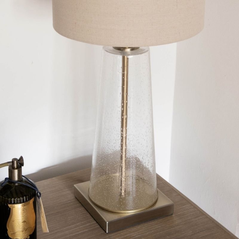 Derby Bubbled Tapered Glass Table Lamp With Shade - 66cm | Lamps | Table & Desk Lamps | The Elms
