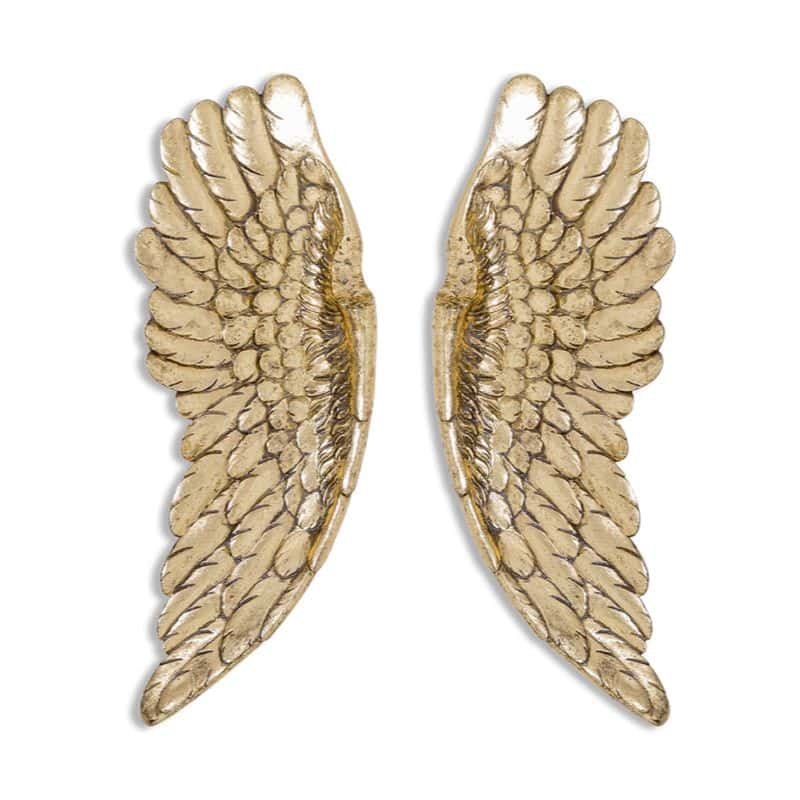 Pair Of Wall Hanging Angel Wings – Antique Gold - 38.5cm | Art | Decorative Objects | The Elms