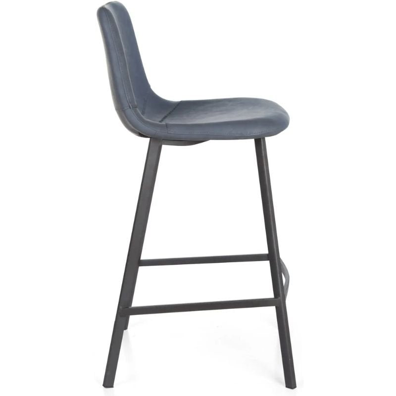 Bari Vintage Blue PU Barstool - 65cm | Dining Room | Bars & Barstools | The Elms
