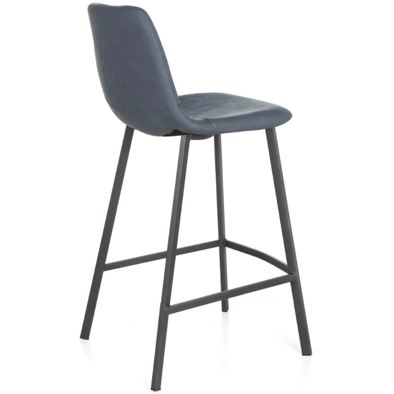 Bari Vintage Blue PU Barstool - 65cm | Dining Room | Bars & Barstools | The Elms