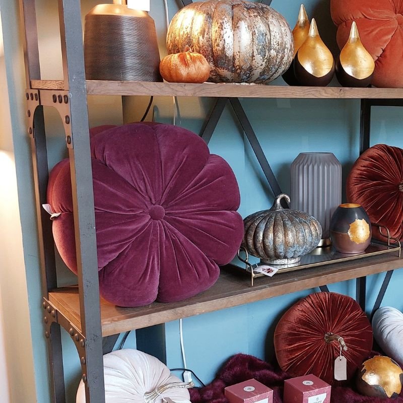 Round Fleur Aubergine Cushion - 40cm x 40cm | Soft Furnishings | Cushions | The Elms