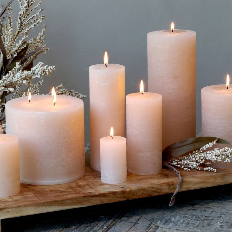 Macon Nude Rustic Unscented Pillar Candle - 15cm | Candles & Diffusers | Candles | The Elms