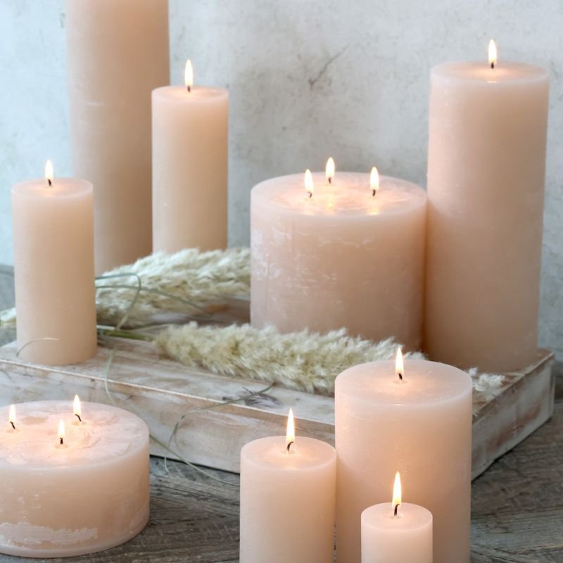 Macon Nude Rustic Unscented Pillar Candle - 15cm | Candles & Diffusers | Candles | The Elms