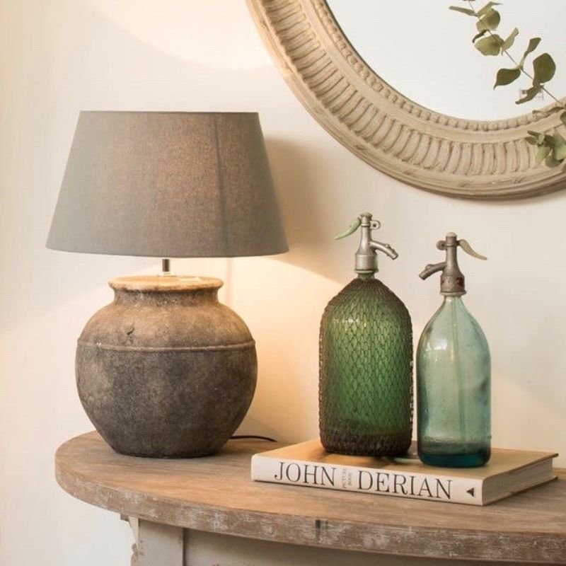 Birkdale Dark Grey Stone Table Lamp With Grey Shade - 60cm | Lamps | Table & Desk Lamps | The Elms