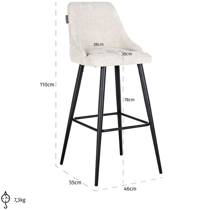 Brooke Cream Unicorn Barstool - 78cm | Dining Room | Bars & Barstools | The Elms