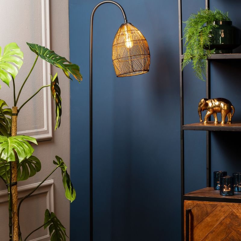 Meya Matte Black Gold Floor Lamp - 172cm | Lamps | Floor Lamps | The Elms