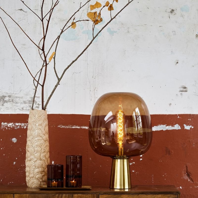 Mayson Bronze Brown Glass Table Lamp - 40cm | Lamps | Table & Desk Lamps | The Elms