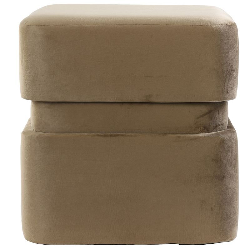 Piazza Brown Velvet Pouffe - 42.5cm | Bedroom | Benches & Pouffes | The Elms