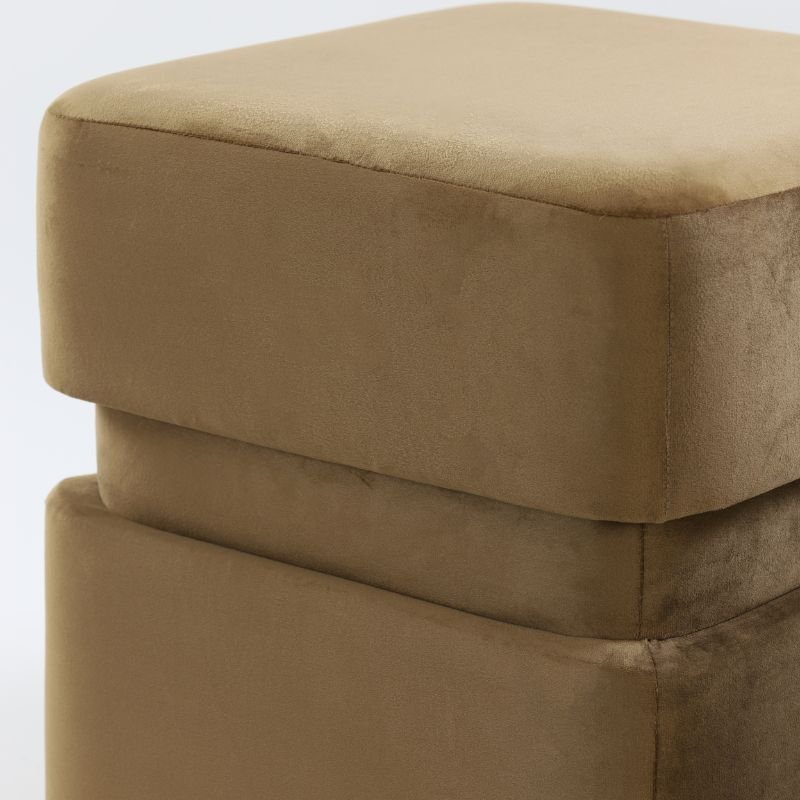 Piazza Brown Velvet Pouffe - 42.5cm | Bedroom | Benches & Pouffes | The Elms