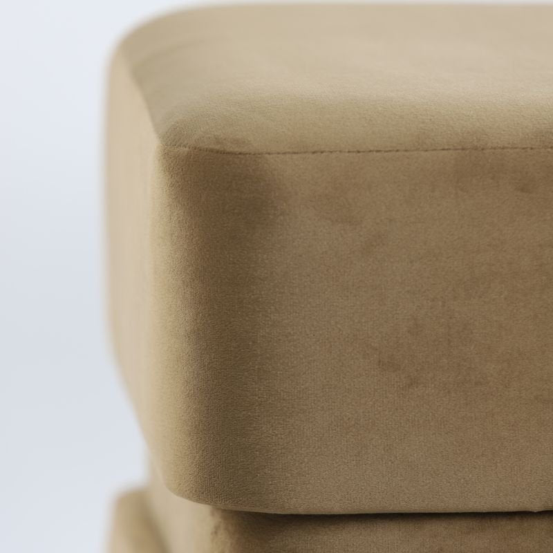 Piazza Brown Velvet Pouffe - 42.5cm | Bedroom | Benches & Pouffes | The Elms