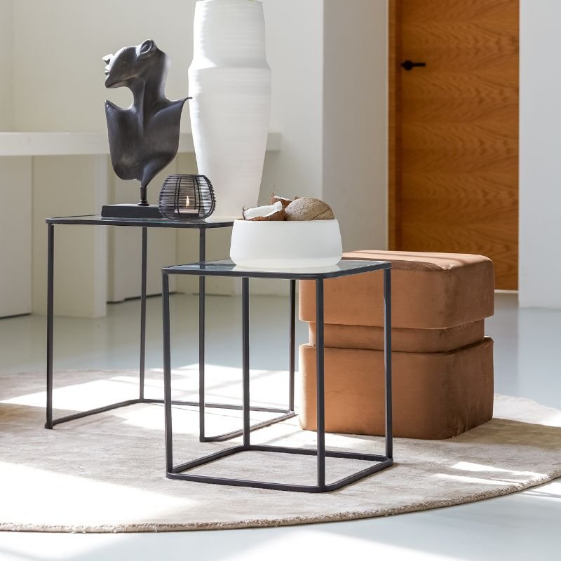 Piazza Brown Velvet Pouffe - 42.5cm | Bedroom | Benches & Pouffes | The Elms