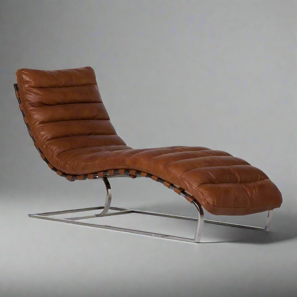Mason Vintage Leather Lounger - Brown | Living Room | Sofas & Armchairs | The Elms