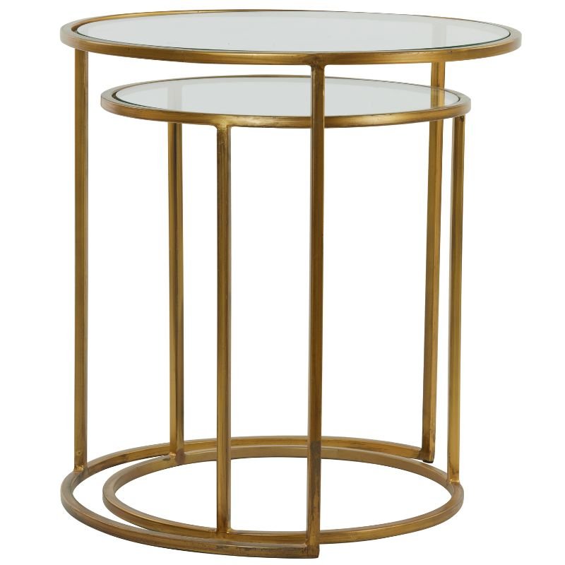 Duarte Gold Glass Side Tables - 50cm x 52cm | Living Room | Coffee Tables & Side Tables | The Elms