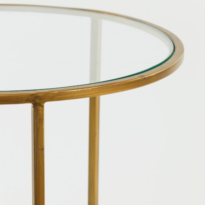 Duarte Gold Glass Side Tables - 50cm x 52cm | Living Room | Coffee Tables & Side Tables | The Elms