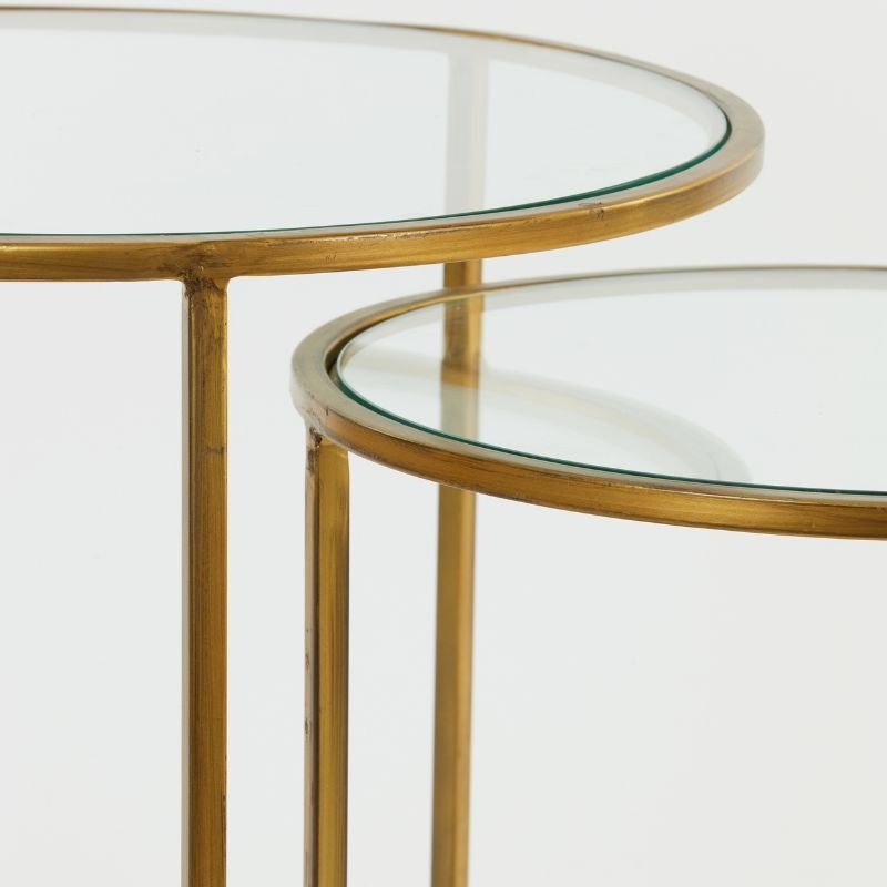 Duarte Gold Glass Side Tables - 50cm x 52cm | Living Room | Coffee Tables & Side Tables | The ElmsDuarte Gold Glass Side Tables - 50cm x 52cm | Living Room | Coffee Tables & Side Tables | The Elms