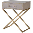 Cross Leg Linen 1 Drawer Bedside Table - 54cm x 66cm | Bedroom | Bedside Tables & Dressers | The Elms