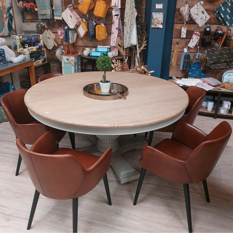 160cm Sofia Round Dining Table – Hardwick/Rustic Brown | Dining Room | Dining Tables |The Elms
