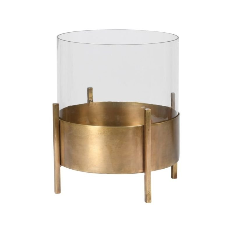 Large Brass and Glass Hurricane | The Elms