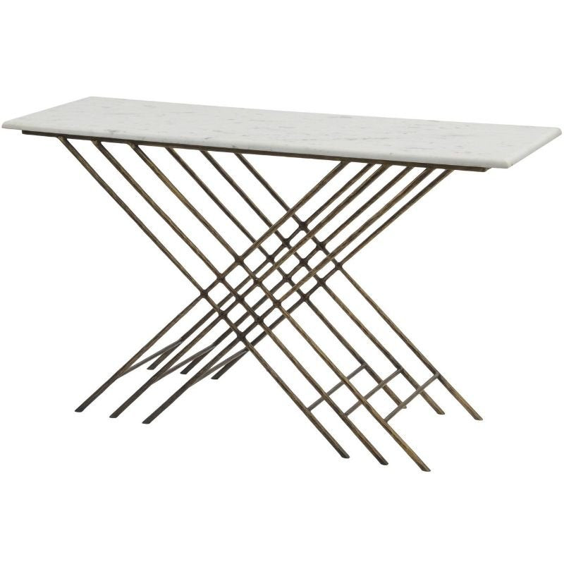 Nolita Console Table - White Marble And Antique Gold | Living Room | Console Tables | The Elms