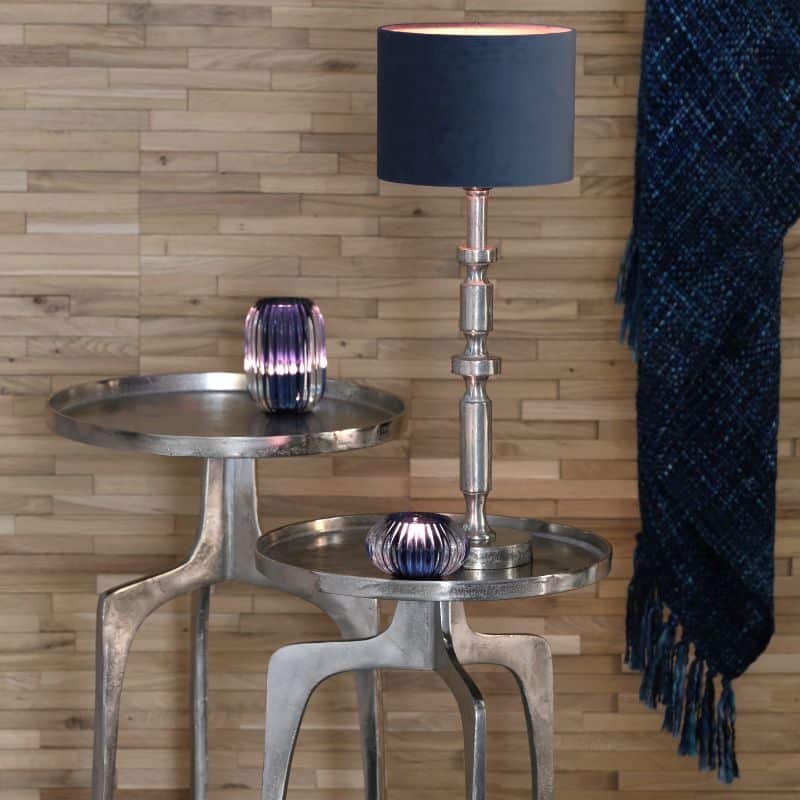 Velours Cylinder Lamp Shade - Dusty Blue - 20cm | Lighting Accessories | Lamp Shades | The Elms