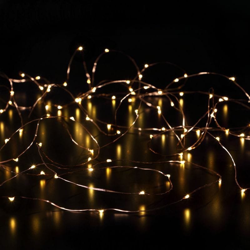 100 Fit & Forget Copper Wire Lights - Warm White - Battery Operated | Christmas | Christmas Lights | The Elms