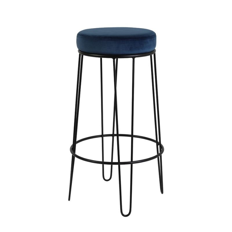 Alice Velvet Barstool - Blue and Black | Dining Room | Barstools | The Elms