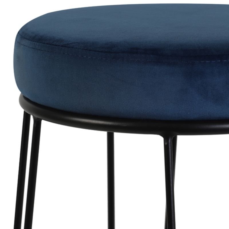 Alice Velvet Barstool - Blue and Black | Dining Room | Barstools | The Elms