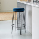 Alice Velvet Barstool - Blue and Black | Dining Room | Barstools | The Elms