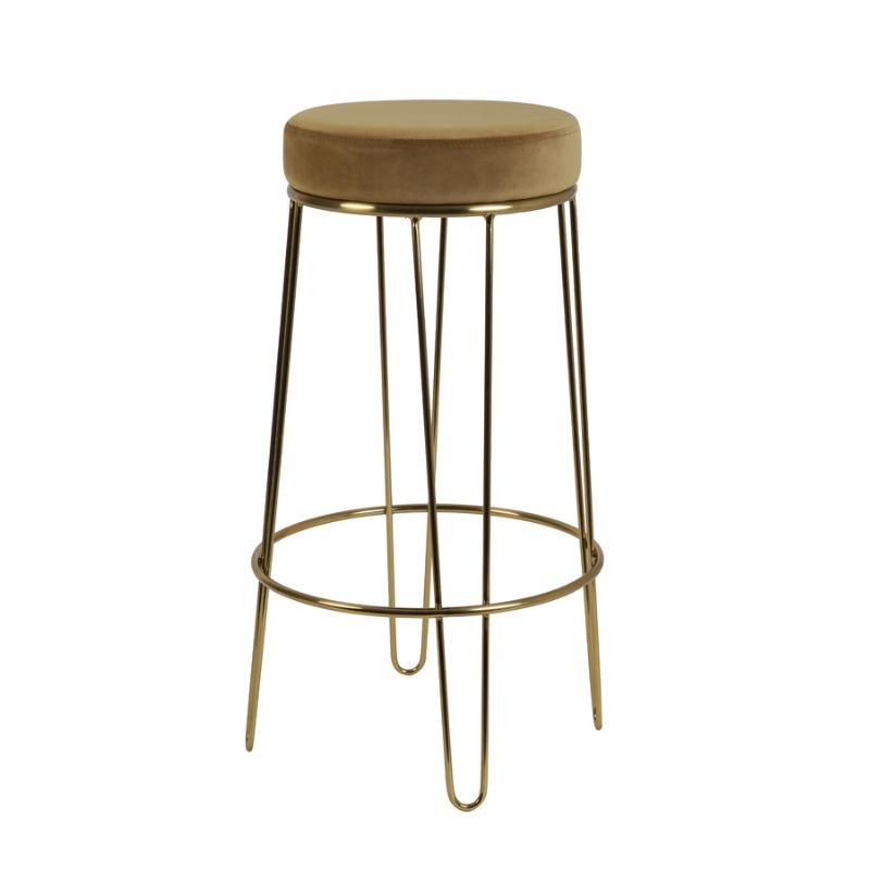 Alice Velvet Barstool - Caramel and Gold | Dining Room | Barstools | The Elms