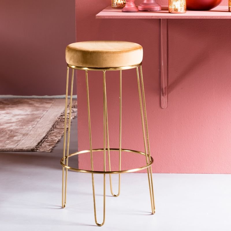 Alice Velvet Barstool - Caramel and Gold | Dining Room | Barstools | The Elms