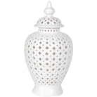 Large Pierced Lidded White Ginger Jar - 49cm | Decorative Accessories | Decorative Objects | The Elms