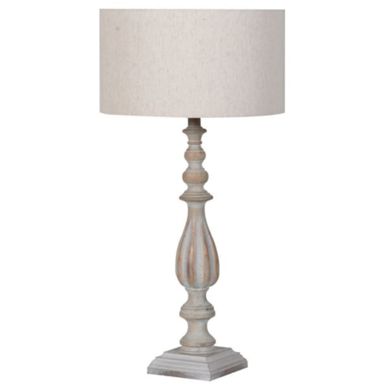 Turned Spindle Table Lamp with Linen Shade | Table & Desk Lamps | Table Lamps | The Elms