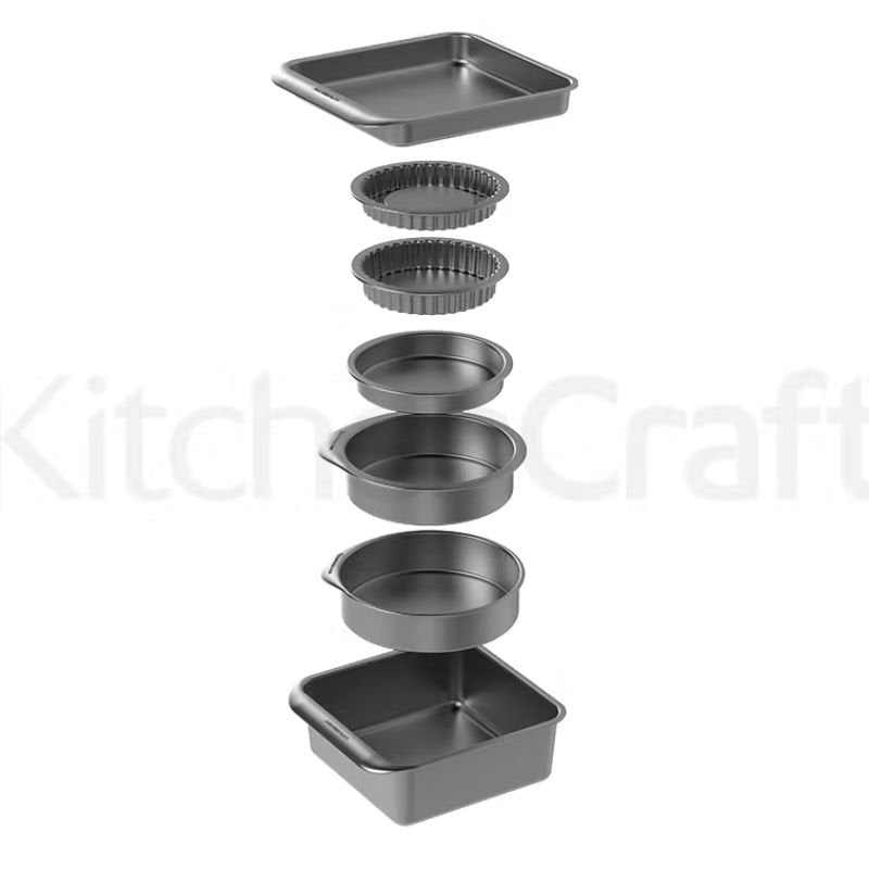 Smart Space Stacking Seven Piece Non-Stick Roasting, Baking & Pastry Set | Cookware | Oven Trays | The Elms
