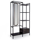 Orwell Dressing Shelf Unit with Mirror - Black/Antique Gold - 100cm x 185cm | Display & Storage | Display Cabinets | The Elms