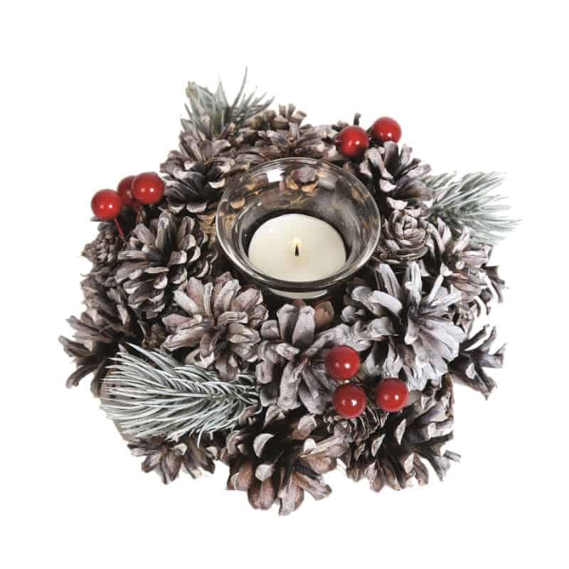 Tealight Holder - Natural Pine Cone | Christmas | Christmas Decorative Accessories | The Elms