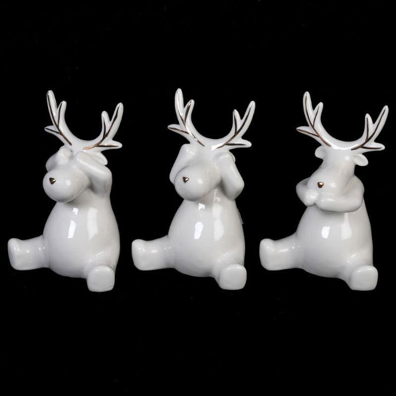 'No Evil' Deer - Set of 3 | Christmas | Christmas Decorative Accessories | The Elms