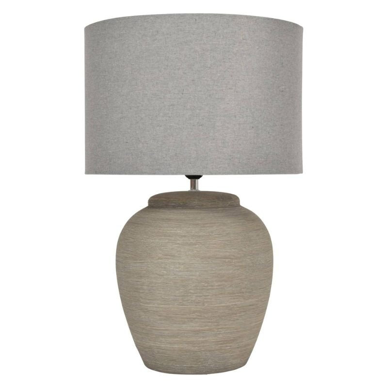 Baslow Etched Grey Small Ceramic Lamp with Shade | Table & Desk Lamps | Table Lamps | The Elms