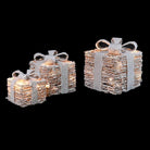 Snowy Rattan Lit Gift Boxes - Set of 3 | Christmas | Christmas Decorative Accessories | The Elms