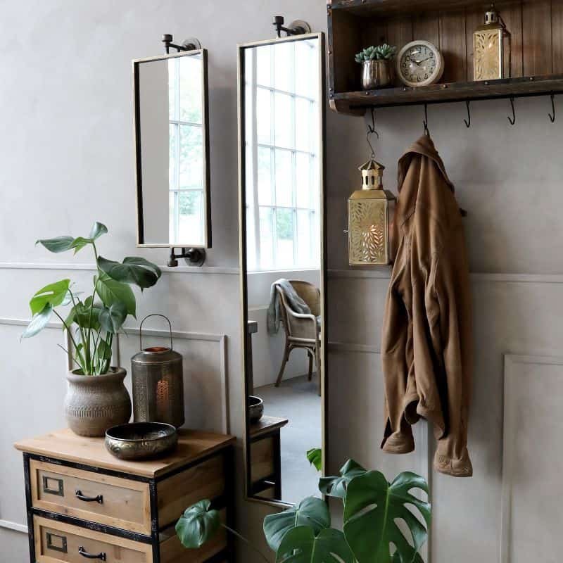 Wall Mirror - Antique Brass - 13cm x 71cm | Decorative Accessories | Mirrors | The Elms