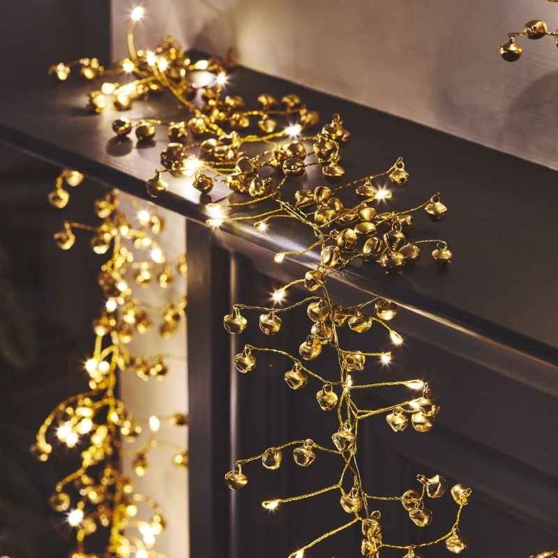 Garland Lights - Golden Bells - Plug In | Christmas | Christmas Lights | The Elms