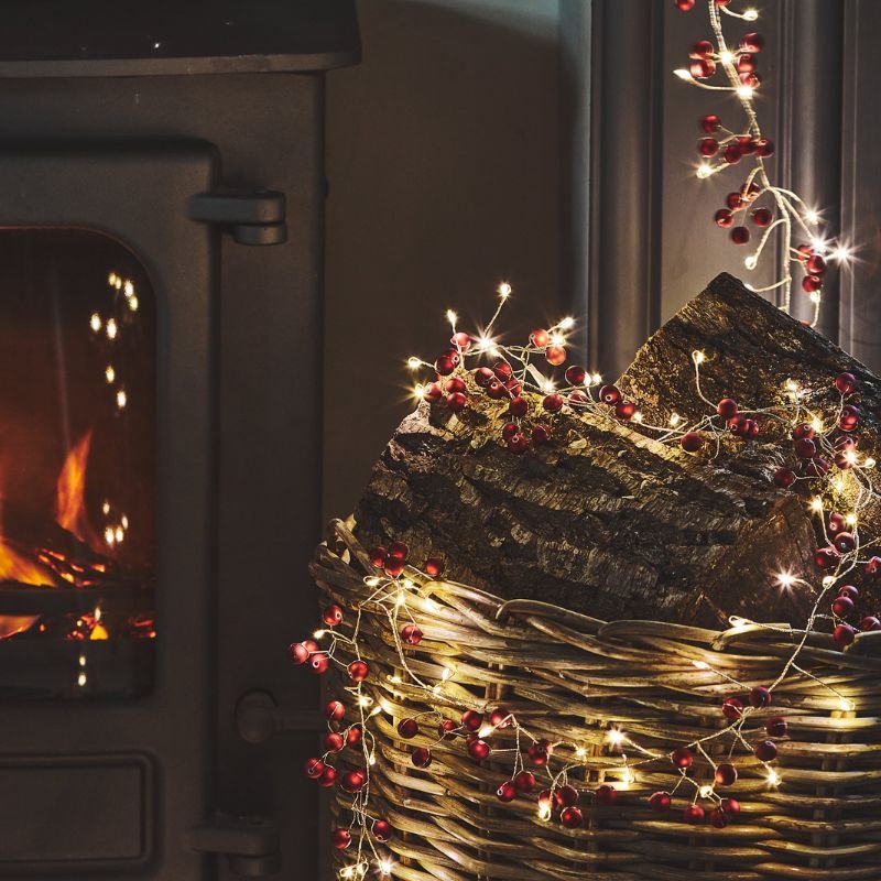 Garland Lights - Red Berry - Battery Operated | Christmas | Christmas Lights | The Elms